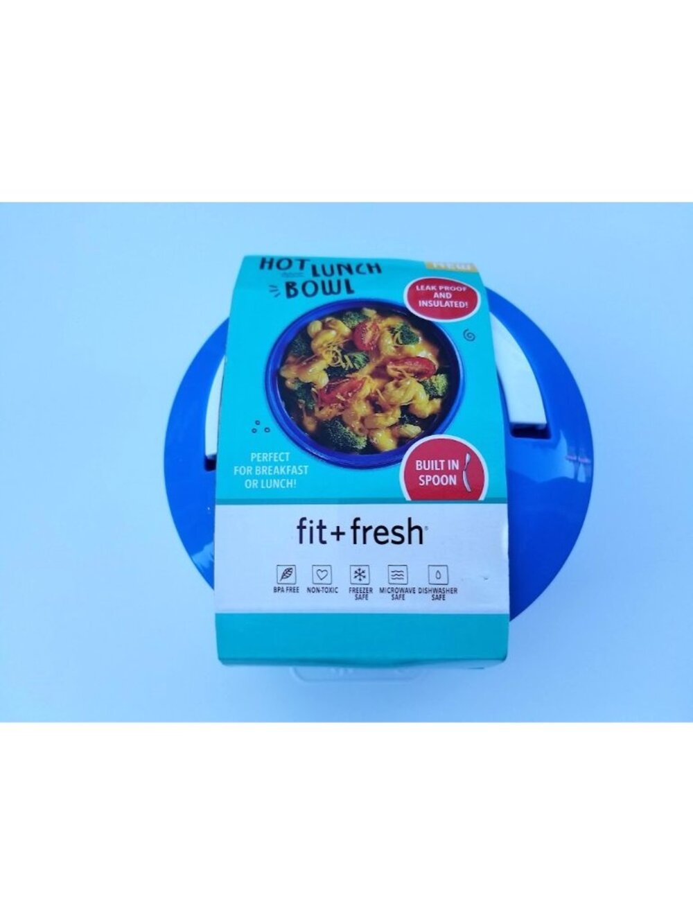 Fit & Fresh Leak Proof Hot Lunch Bowl Meal Container w Spoon 14oz  Dark Blue NEW